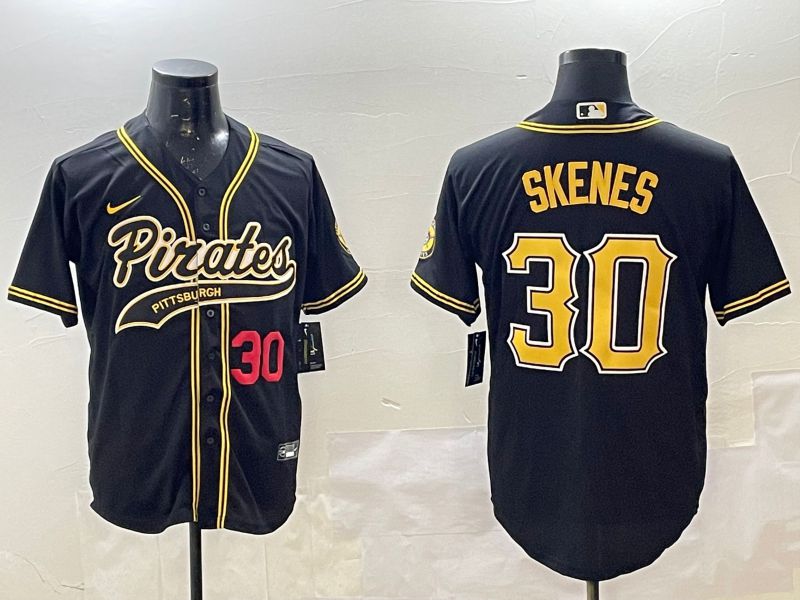 Men Pittsburgh Pirates #30 Skenes Black Joint Name Nike 2025 MLB Jersey style 2